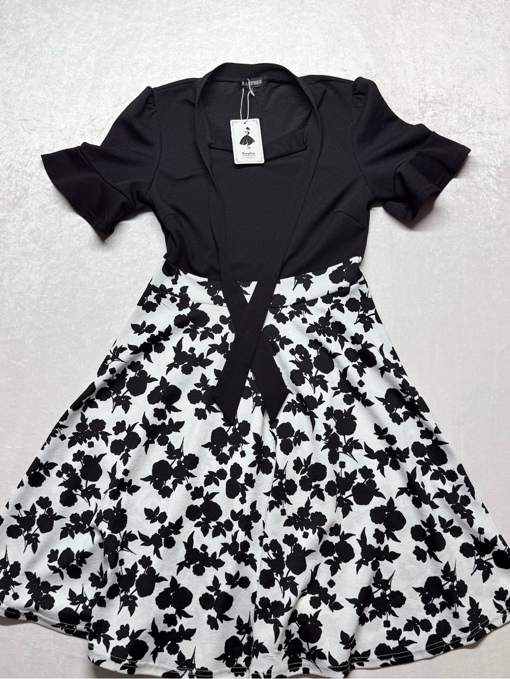 Black & White Floral Midi Dress